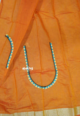 Orange - Fancy Cotton Saree with Village Folk Art Motif embroidery Blouse