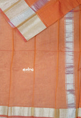 Orange - Fancy Cotton Saree with Village Folk Art Motif embroidery Blouse