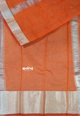 Orange - Fancy Cotton Saree with Village Folk Art Motif embroidery Blouse