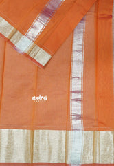 Orange - Fancy Cotton Saree with Village Folk Art Motif embroidery Blouse