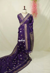 Violet Purple - Raaga - Fine quality Semi Tussar Silk with Kanchi Border and Buttas - Best for Wedding Functions