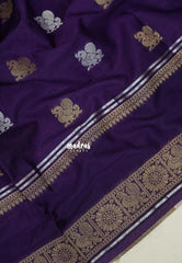 Violet Purple - Raaga - Fine quality Semi Tussar Silk with Kanchi Border and Buttas - Best for Wedding Functions