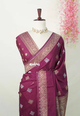 Mulberry Purple - Raaga - Fine quality Semi Tussar Silk with Kanchi Border and Buttas - Best for Wedding Functions