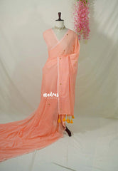 Peach Blossom - Soft Mul Cotton Saree with Gini work - Best for Summer | Casual Wear