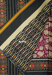 Magenta-D2 - Fine Quality Pure Cotton Saree Kalamkari Body Patola Ikkat Border and Pallu - Perfect for Regular Wear | Casual Wear | Summer Wear
