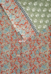 Olive Tone - Fine Quality Pure Cotton Saree Bagru Prints Body Kalamkari Border and Pallu - Perfect for Regular Wear | Casual Wear | Summer Wear