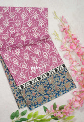 Muted Mauve Pink - Fine Quality Pure Cotton Saree with Baghru Prints in Body Kalamkari Border and Pallu - Perfect for Regular Wear | Casual Wear | Summer Wear