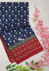 Indigo Blue - Fine Quality Pure Cotton Saree with Ikkat Prints - Perfect for Regular Wear | Casual Wear | Summer Wear