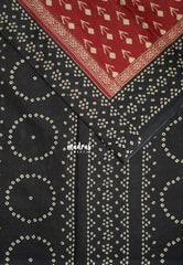Dark Red - Fine Quality Pure Cotton Saree with Ikkat Prints - Perfect for Regular Wear | Casual Wear | Summer Wear