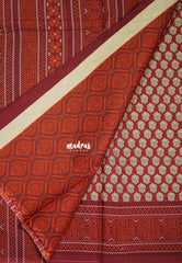 Dark Red - Fine Quality Pure Cotton Saree with Jaipur Prints - Perfect for Regular Wear | Casual Wear | Summer Wear