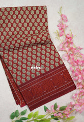 Dark Red - Fine Quality Pure Cotton Saree with Jaipur Prints - Perfect for Regular Wear | Casual Wear | Summer Wear