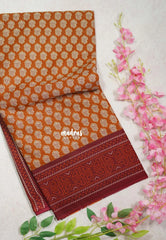 Mustatard Orange - Fine Quality Pure Cotton Saree with Jaipur Prints - Perfect for Regular Wear | Casual Wear | Summer Wear