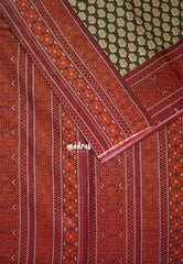 Olive Green - Fine Quality Pure Cotton Saree with Jaipur Prints - Perfect for Regular Wear | Casual Wear | Summer Wear