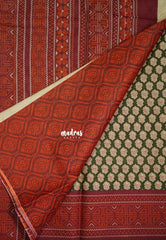 Olive Green - Fine Quality Pure Cotton Saree with Jaipur Prints - Perfect for Regular Wear | Casual Wear | Summer Wear