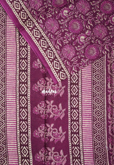Magenta with Diamond Border - Fine Quality Pure Cotton Saree with Kalamkari Prints and Small Border - Perfect for Regular Wear | Casual Wear | Summer Wear