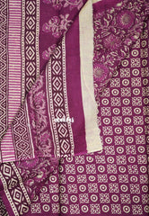Magenta with Diamond Border - Fine Quality Pure Cotton Saree with Kalamkari Prints and Small Border - Perfect for Regular Wear | Casual Wear | Summer Wear