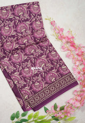 Magenta - Fine Quality Pure Cotton Saree with Kalamkari Prints and Small Border - Perfect for Regular Wear | Casual Wear | Summer Wear