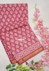 Muted Taffy Pink - Fine Quality Pure Cotton Saree with Zari Border - Perfect for Regular Wear | Casual Wear | Summer Wear