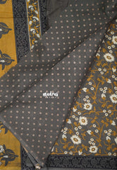 Grey - Fine Quality Pure Cotton Saree Floral Prints - Perfect for Regular Wear | Casual Wear | Summer Wear