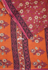 Muted Crimson Pink - Fine Quality Pure Cotton Saree Floral Prints - Perfect for Regular Wear | Casual Wear | Summer Wear
