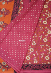 Muted Crimson Pink - Fine Quality Pure Cotton Saree Floral Prints - Perfect for Regular Wear | Casual Wear | Summer Wear