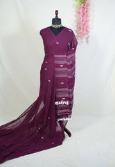 Mulberry Purple - Fine Quality Pure Cotton Saree with Assam Weaving - Perfect for Regular Wear | Casual Wear | Summer Wear