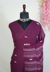 Mulberry Purple - Pure Cotton Saree with Traditional Odisha Kotpad Weaving for Daily & Summer Wear