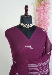Mulberry Purple - Fine Quality Pure Cotton Saree with Assam Weaving - Perfect for Regular Wear | Casual Wear | Summer Wear