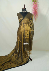 Gold Tissue khadi with black skirt border - Vani Bhojan saree