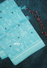 Design 1 - Pastel shades Haasini - Bamboo cotton silk with warli embroidery