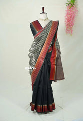 Taupe Grey and Black - Half and Half Tissue Tansui Silk Saree - Best for Night Reception | Birthday party