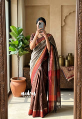 Taupe Grey and Brown - Half and Half Tissue Tansui Silk Saree - Best for Night Reception | Birthday party