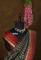 Taupe Grey and Brown - Half and Half Tissue Tansui Silk Saree - Best for Night Reception | Birthday party