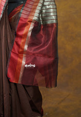 Taupe Grey and Brown - Half and Half Tissue Tansui Silk Saree - Best for Night Reception | Birthday party