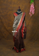 Taupe Grey and Brown - Half and Half Tissue Tansui Silk Saree - Best for Night Reception | Birthday party