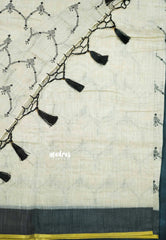 Semi Circle - Halfwhite Haasini - Bamboo cotton silk with embroidery