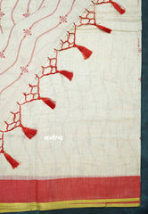 Waving - Halfwhite Haasini - Bamboo cotton silk with embroidery