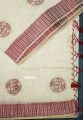 Design 4 - Halfwhite Haasini - Bamboo cotton silk with warli embroidery