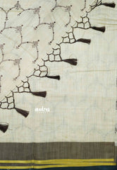 Semi Circle - Halfwhite Haasini - Bamboo cotton silk with embroidery