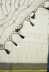 Waving - Halfwhite Haasini - Bamboo cotton silk with embroidery
