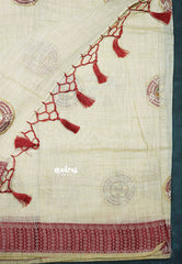 Design 4 - Halfwhite Haasini - Bamboo cotton silk with warli embroidery