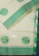 Design 4 - Halfwhite Haasini - Bamboo cotton silk with warli embroidery