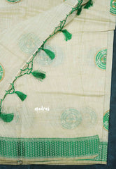 Design 4 - Halfwhite Haasini - Bamboo cotton silk with warli embroidery