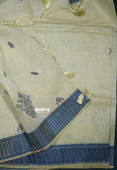 Design 2 - Halfwhite Haasini - Bamboo cotton silk with warli embroidery