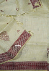 Design 2 - Halfwhite Haasini - Bamboo cotton silk with warli embroidery