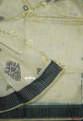 Design 2 - Halfwhite Haasini - Bamboo cotton silk with warli embroidery