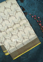 Semi Circle - Halfwhite Haasini - Bamboo cotton silk with embroidery