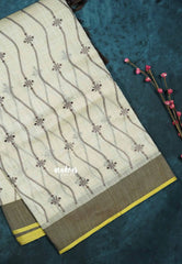 Waving - Halfwhite Haasini - Bamboo cotton silk with embroidery