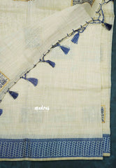 Design 5- Halfwhite Haasini - Bamboo cotton silk with warli embroidery