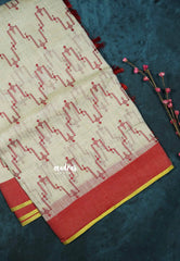 Zigzag - Halfwhite Haasini - Bamboo cotton silk with embroidery